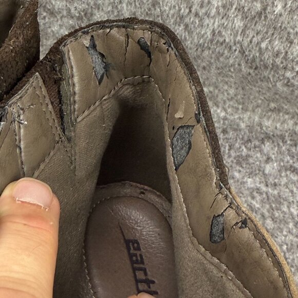 ✅Womens 9 Earth Jordan Stone Ankle Boots Brown Leather Side Zipper PEELING LINER - Picture 4 of 14